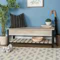 48-Inch Lift-Top Storage Bench with Slatted Shelf in Four Finishes