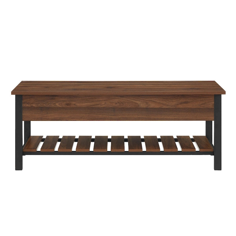 48-Inch Lift-Top Storage Bench with Slatted Shelf in Four Finishes