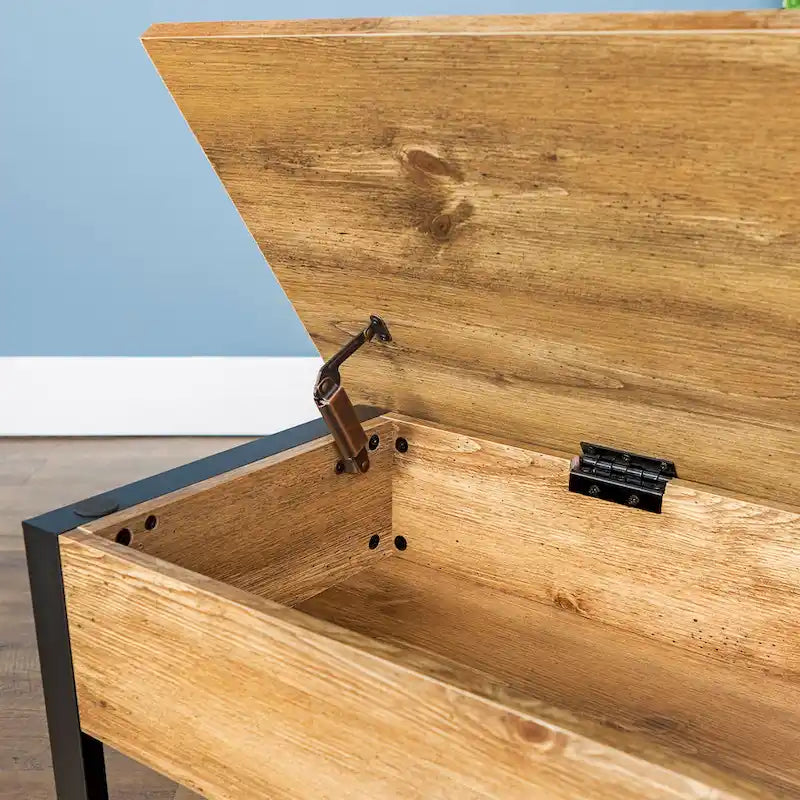 48-Inch Lift-Top Storage Bench with Slatted Shelf in Four Finishes