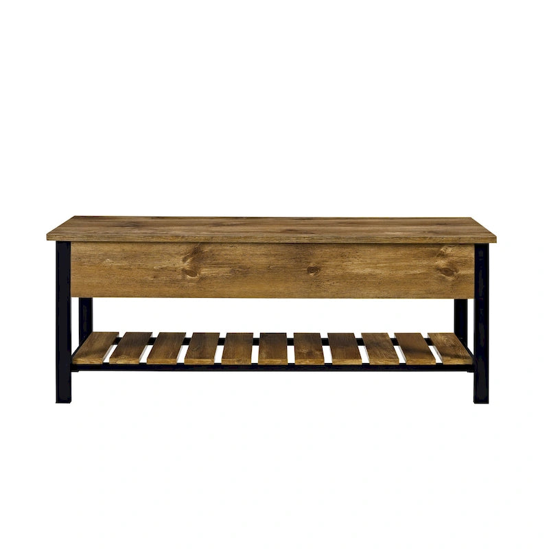 48-Inch Lift-Top Storage Bench with Slatted Shelf in Four Finishes