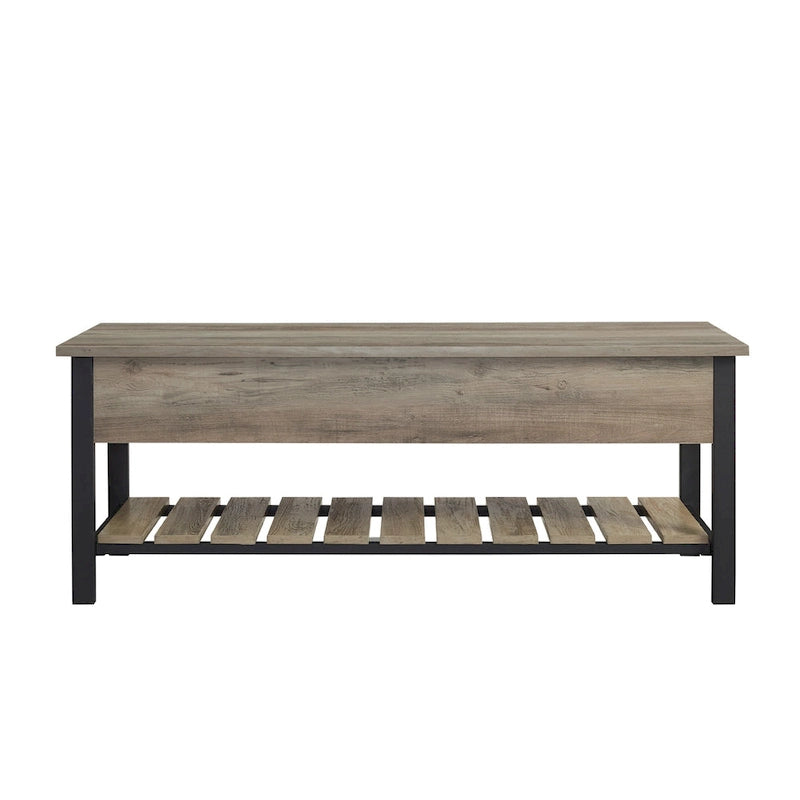 48-Inch Lift-Top Storage Bench with Slatted Shelf in Four Finishes