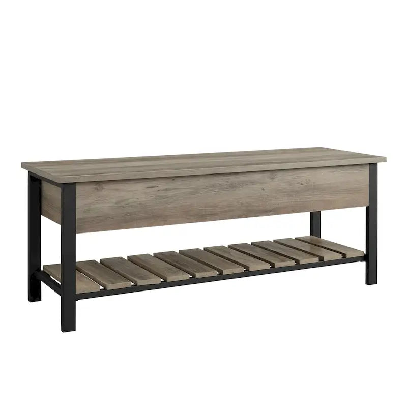 48-Inch Lift-Top Storage Bench with Slatted Shelf in Four Finishes