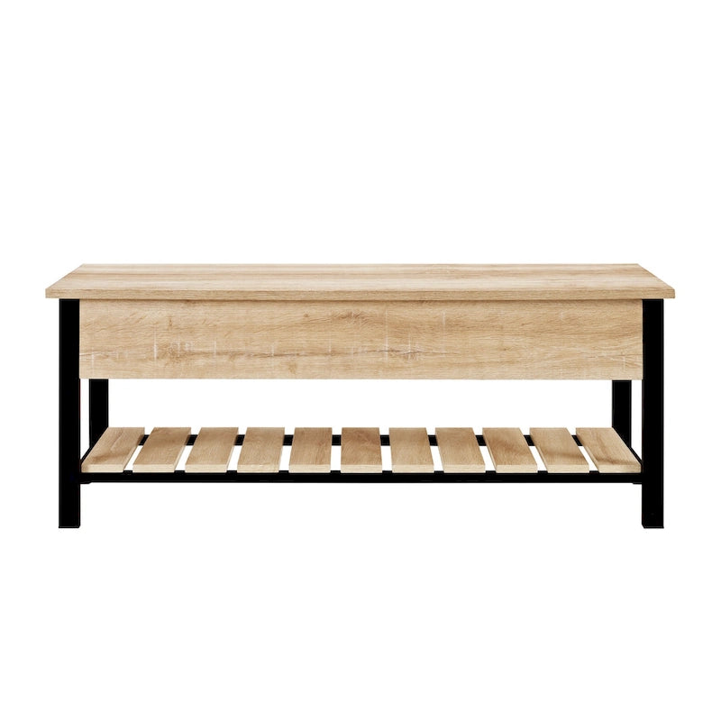 48-Inch Lift-Top Storage Bench with Slatted Shelf in Four Finishes