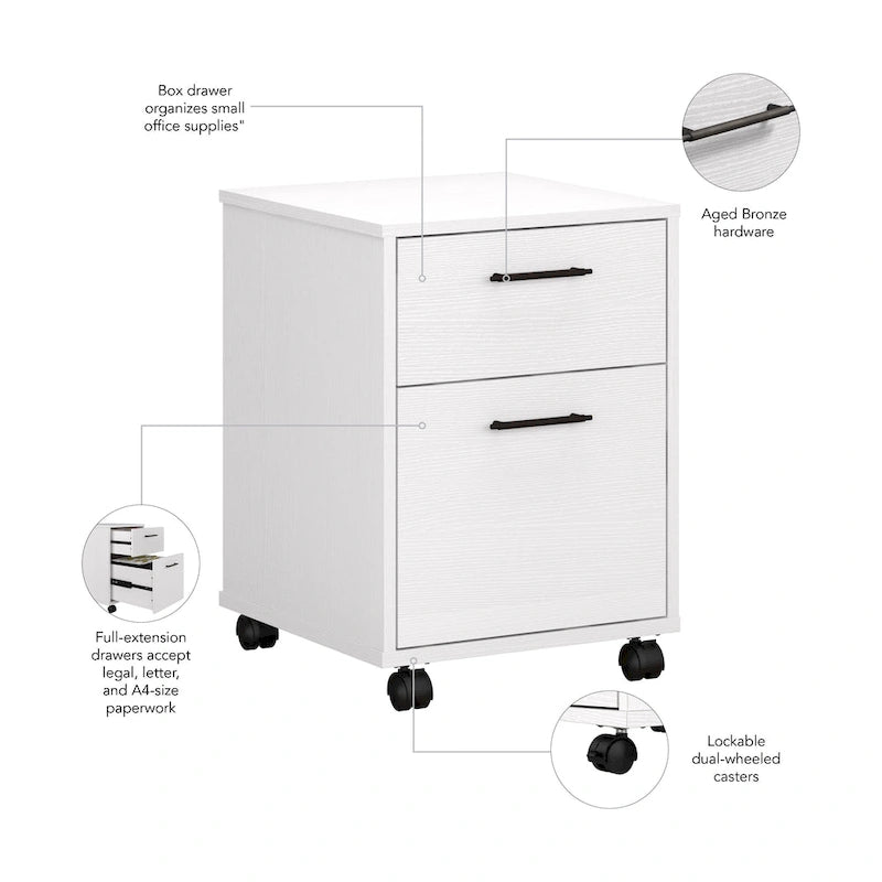 2 Drawer Mobile File Cabinet with Lock Wheels for Home Office
