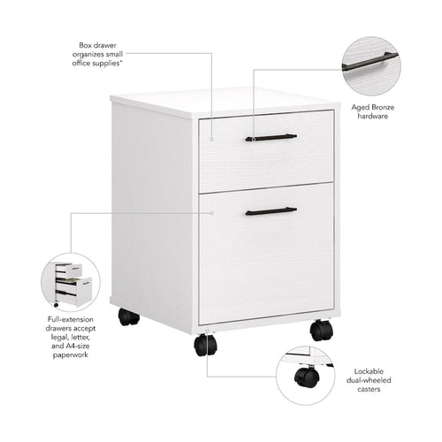 2 Drawer Mobile File Cabinet with Lock Wheels for Home Office