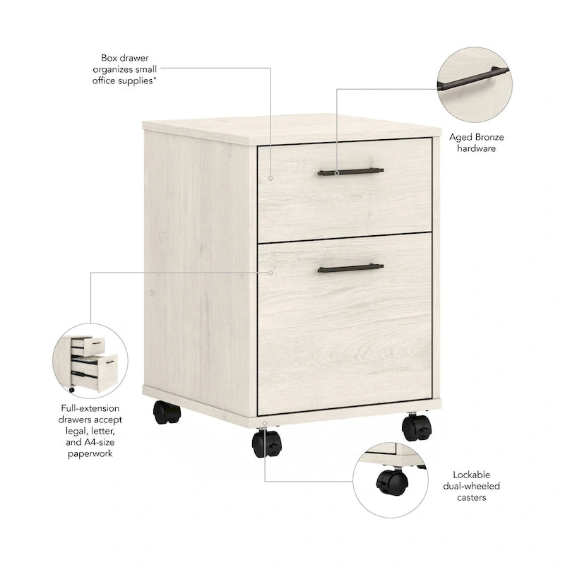 2 Drawer Mobile File Cabinet with Lock Wheels for Home Office