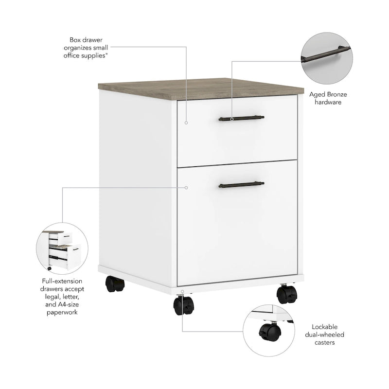 2 Drawer Mobile File Cabinet with Lock Wheels for Home Office