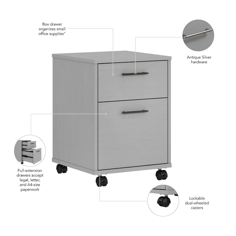 2 Drawer Mobile File Cabinet with Lock Wheels for Home Office