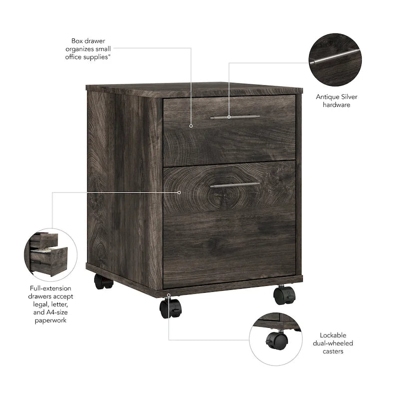 2 Drawer Mobile File Cabinet with Lock Wheels for Home Office