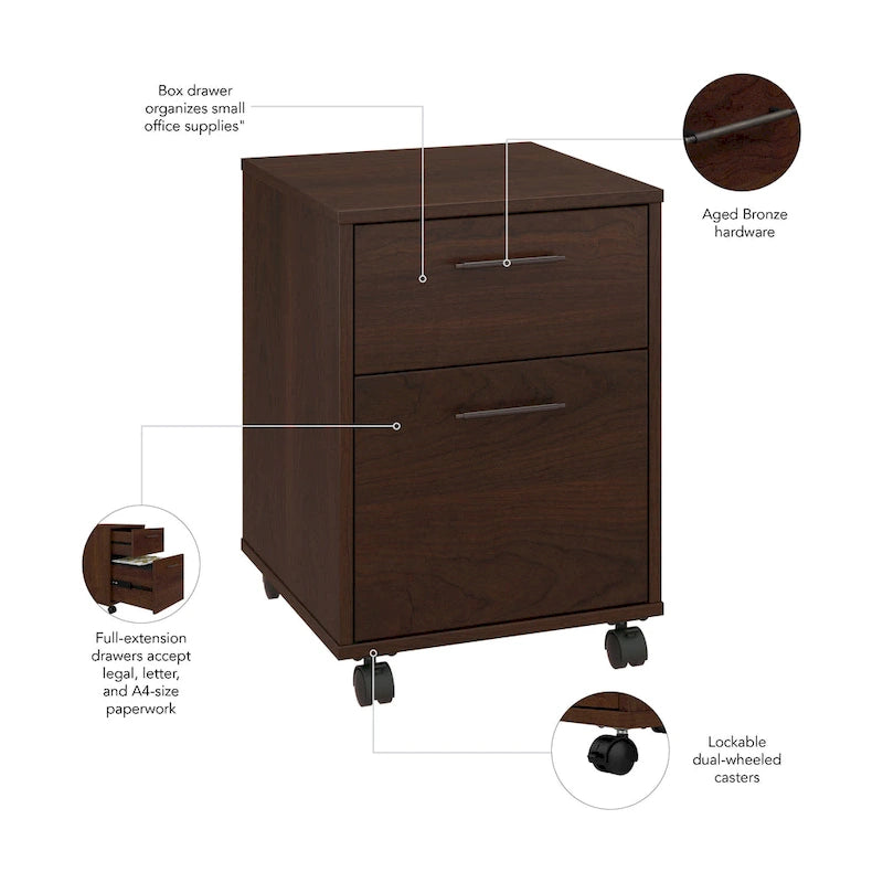 2 Drawer Mobile File Cabinet with Lock Wheels for Home Office