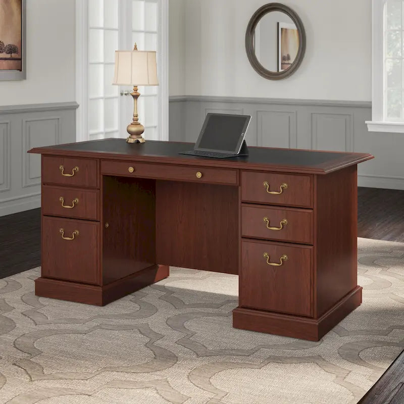 66W Executive Desk with Drawers Storage Traditional Style Home Office