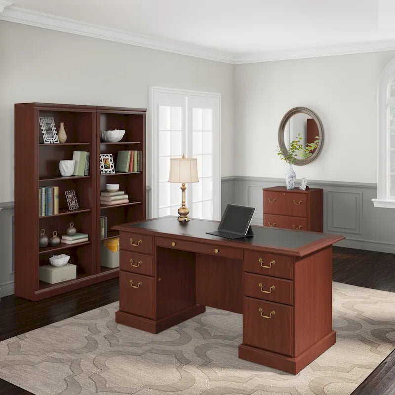 66W Executive Desk with Drawers Storage Traditional Style Home Office