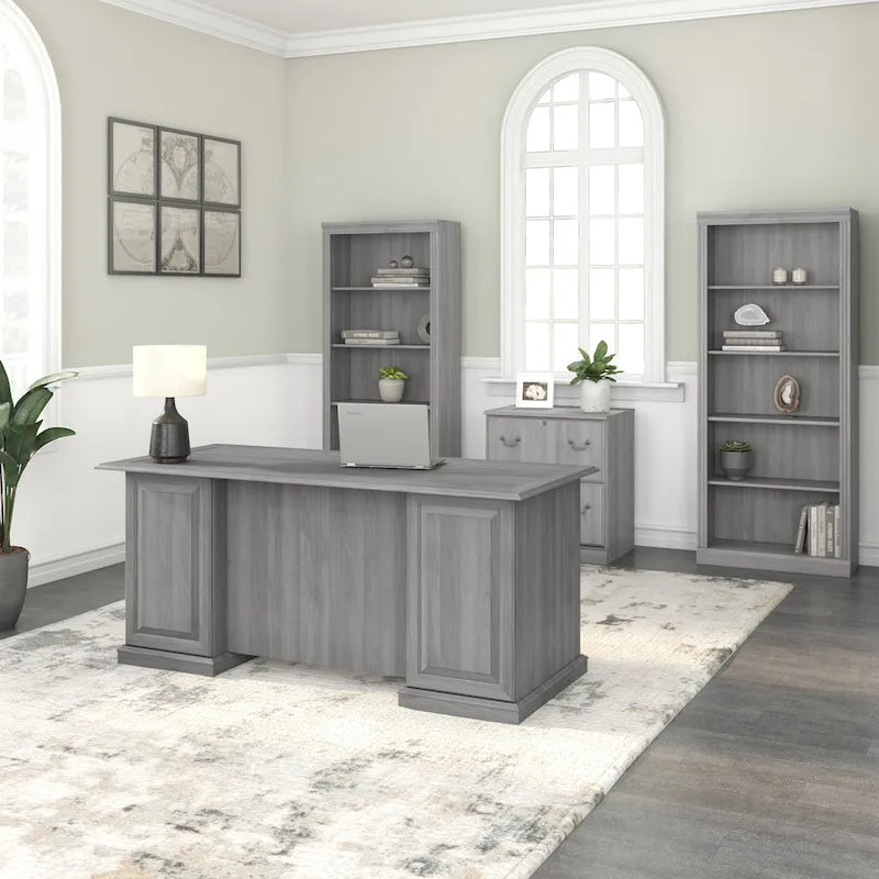 66W Executive Desk with Drawers Storage Traditional Style Home Office
