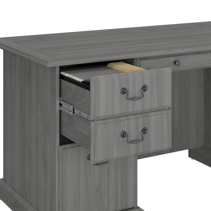 66W Executive Desk with Drawers Storage Traditional Style Home Office