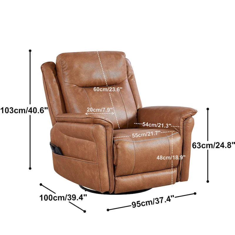 Weicher elektrischer Dreh-Schaukelsessel mit Heizfunktion, Massagefunktion und gepolsterten Armlehnen