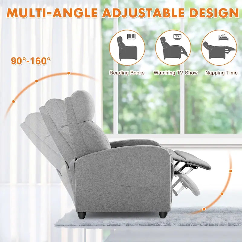 Adjustable Recliner Chair with 8 Massage Modes and Lumbar Support for Relaxation and Home Theater Use
