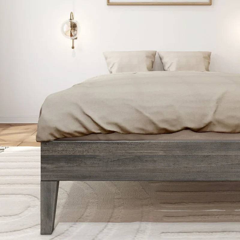 Full-Size Solid Wood Platform Bed Frame Modern Minimalist Design