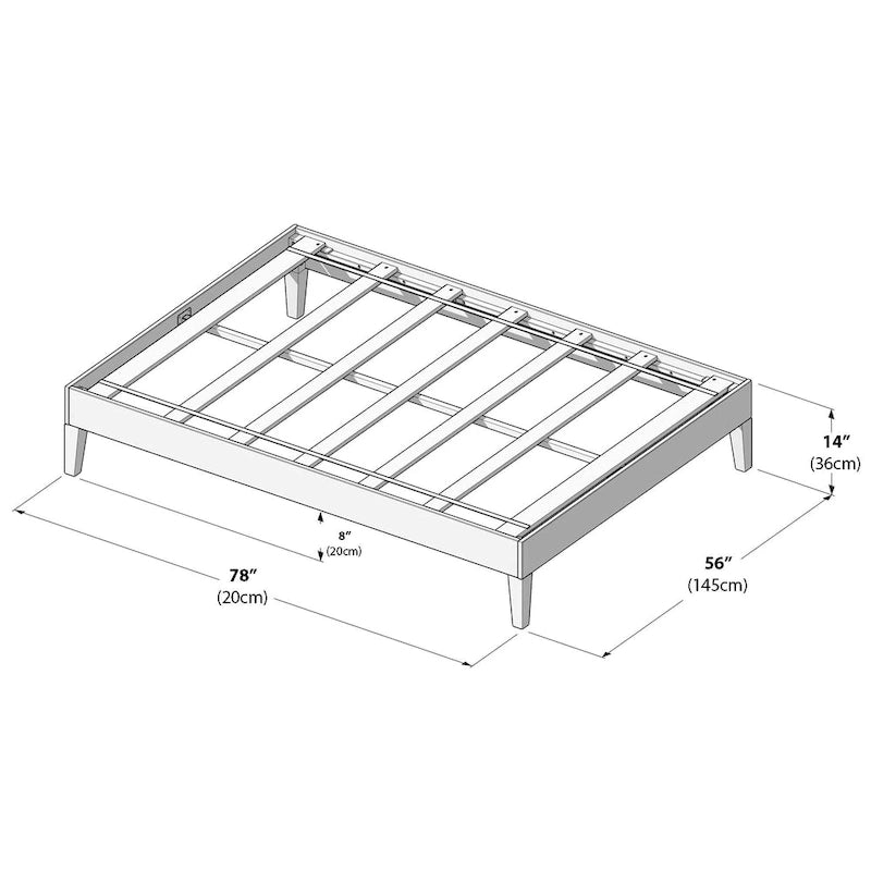 Full-Size Solid Wood Platform Bed Frame Modern Minimalist Design