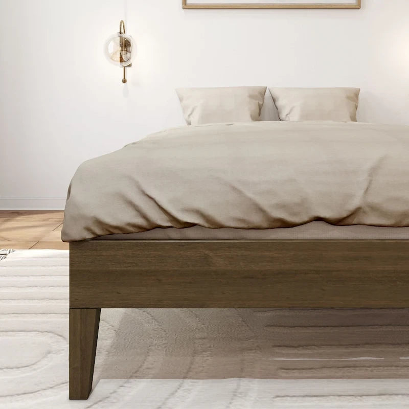 Full-Size Solid Wood Platform Bed Frame Modern Minimalist Design