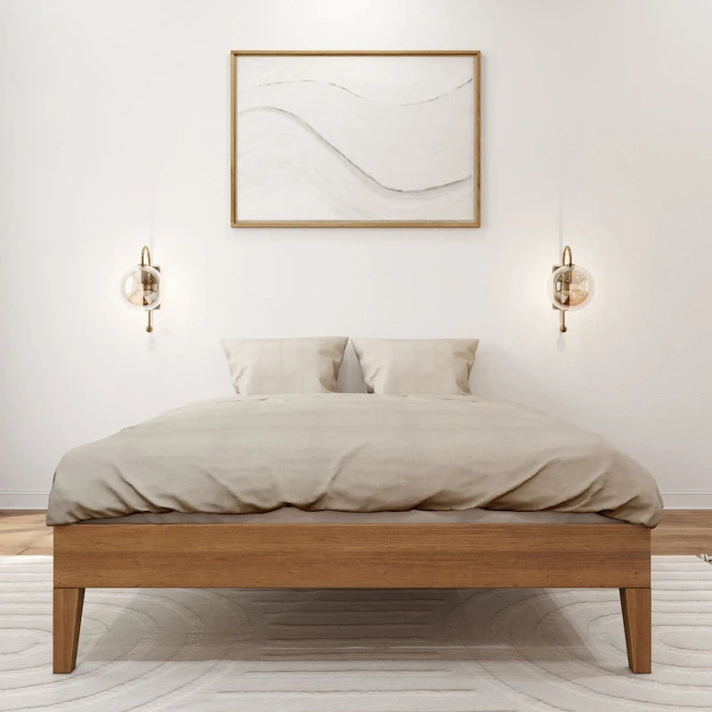 Full-Size Solid Wood Platform Bed Frame Modern Minimalist Design