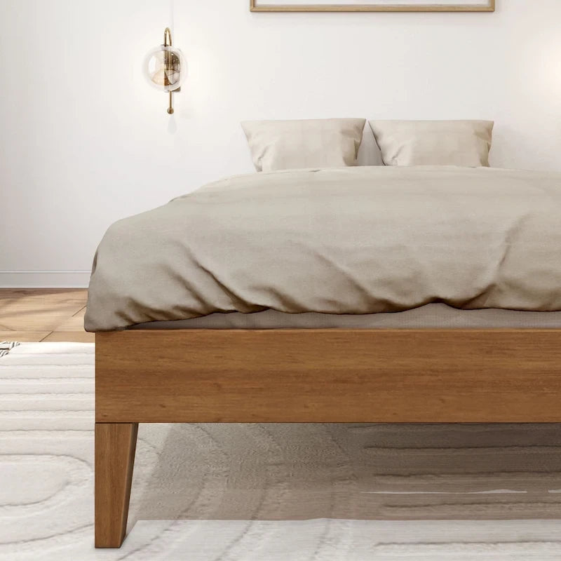 Full-Size Solid Wood Platform Bed Frame Modern Minimalist Design