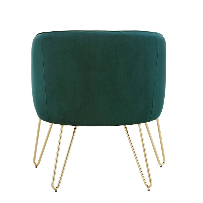 Gold Finish Velvet Accent Chair with Hairpin Legs and Foam Cushion