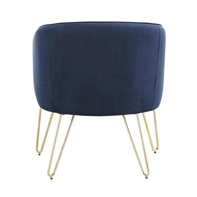 Gold Finish Velvet Accent Chair with Hairpin Legs and Foam Cushion