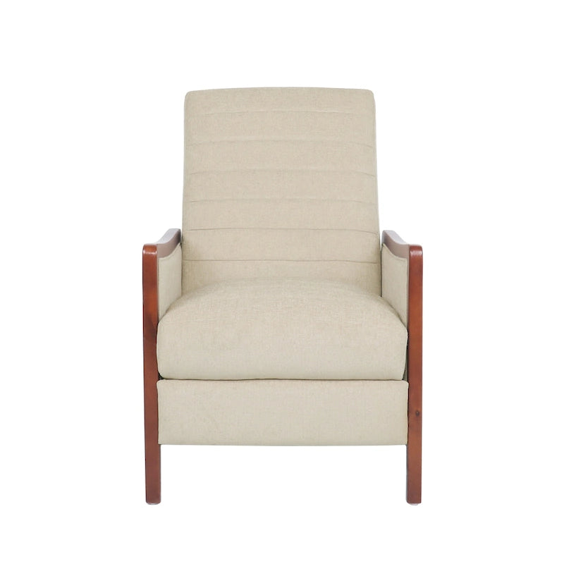 Channel Stitch Pushback Recliner Mid-Century Modern Fabric Accent Chair