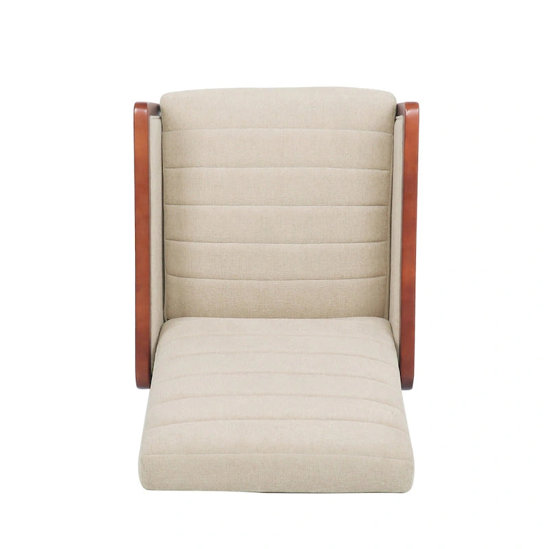 Sillón reclinable acolchado con costuras en canales, respaldo abatible, estilo moderno de mediados de siglo, silla decorativa de tela