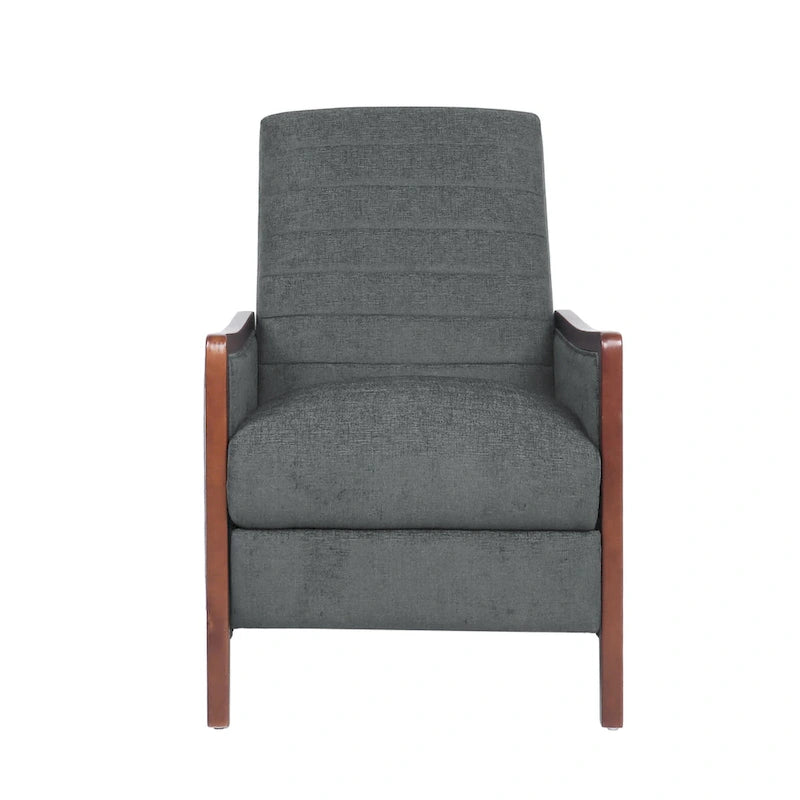 Sillón reclinable acolchado con costuras en canales, respaldo abatible, estilo moderno de mediados de siglo, silla decorativa de tela