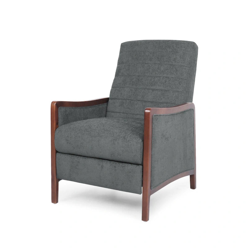 Sillón reclinable acolchado con costuras en canales, respaldo abatible, estilo moderno de mediados de siglo, silla decorativa de tela