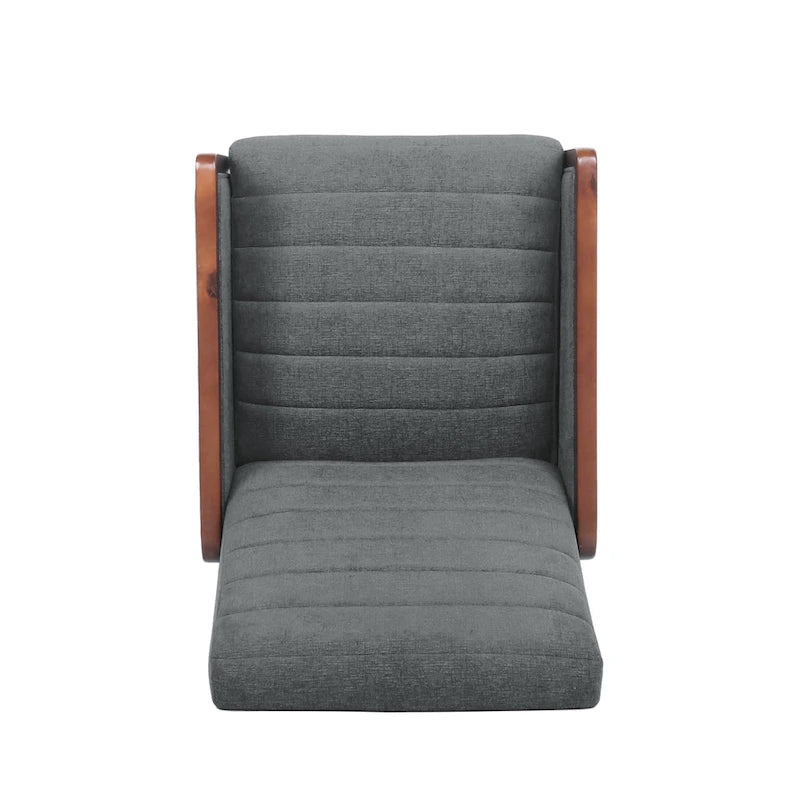 Sillón reclinable acolchado con costuras en canales, respaldo abatible, estilo moderno de mediados de siglo, silla decorativa de tela