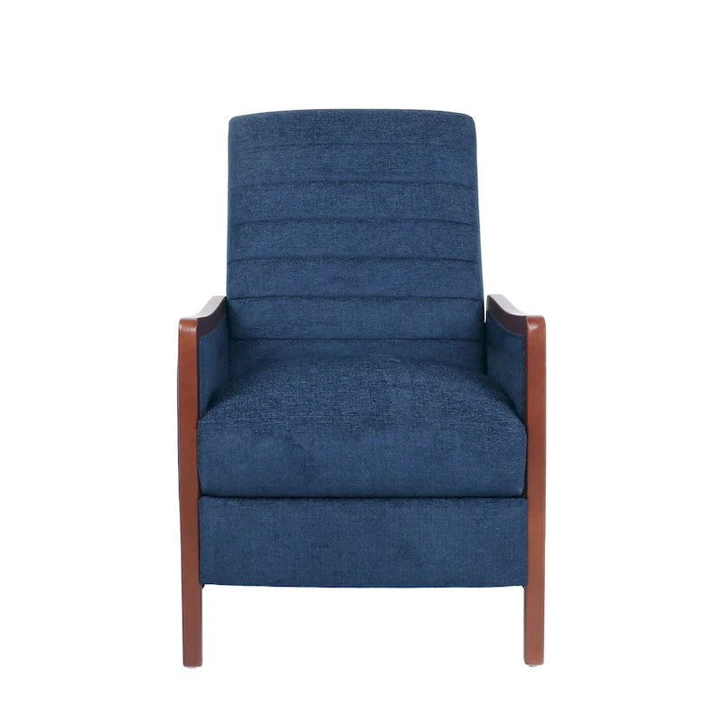 Sillón reclinable acolchado con costuras en canales, respaldo abatible, estilo moderno de mediados de siglo, silla decorativa de tela
