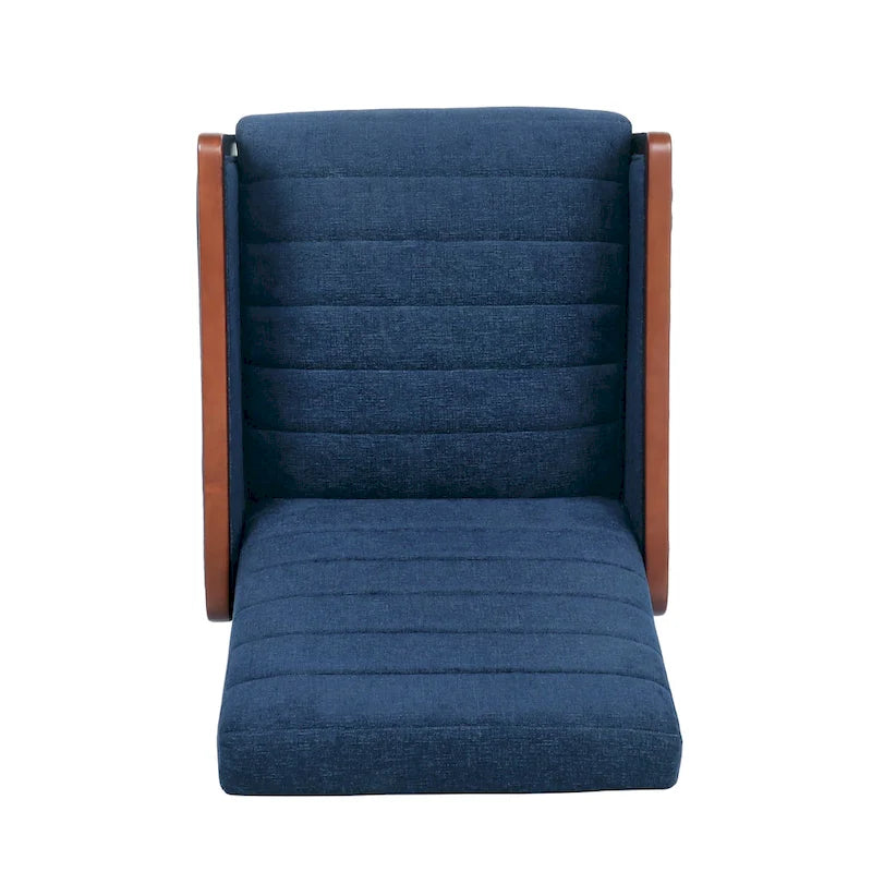 Sillón reclinable acolchado con costuras en canales, respaldo abatible, estilo moderno de mediados de siglo, silla decorativa de tela