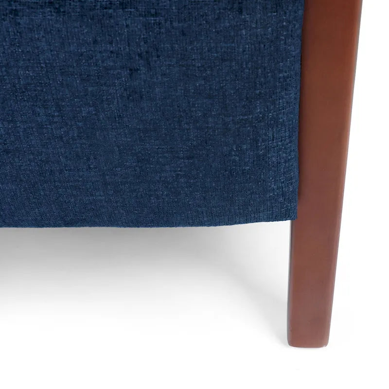 Sillón reclinable acolchado con costuras en canales, respaldo abatible, estilo moderno de mediados de siglo, silla decorativa de tela