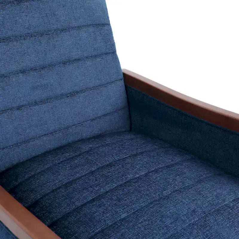 Sillón reclinable acolchado con costuras en canales, respaldo abatible, estilo moderno de mediados de siglo, silla decorativa de tela