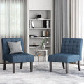 Fabric Tufted Accent Chair Set of 2 with Rubberwood Legs Upholstered