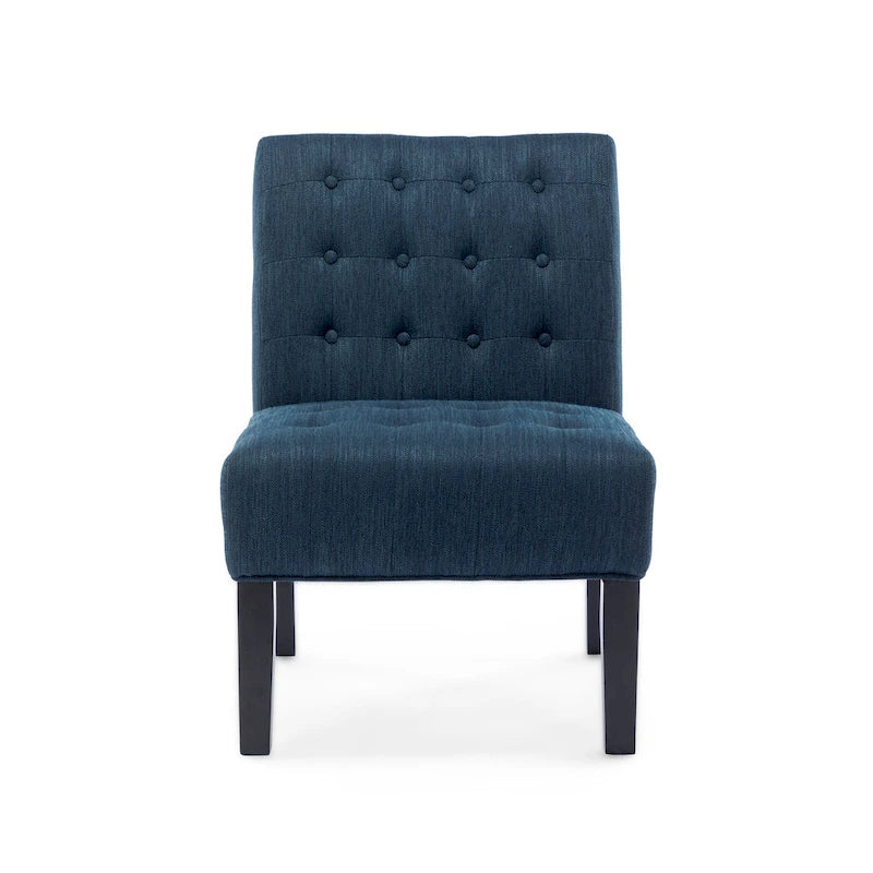 Fabric Tufted Accent Chair Set of 2 with Rubberwood Legs Upholstered