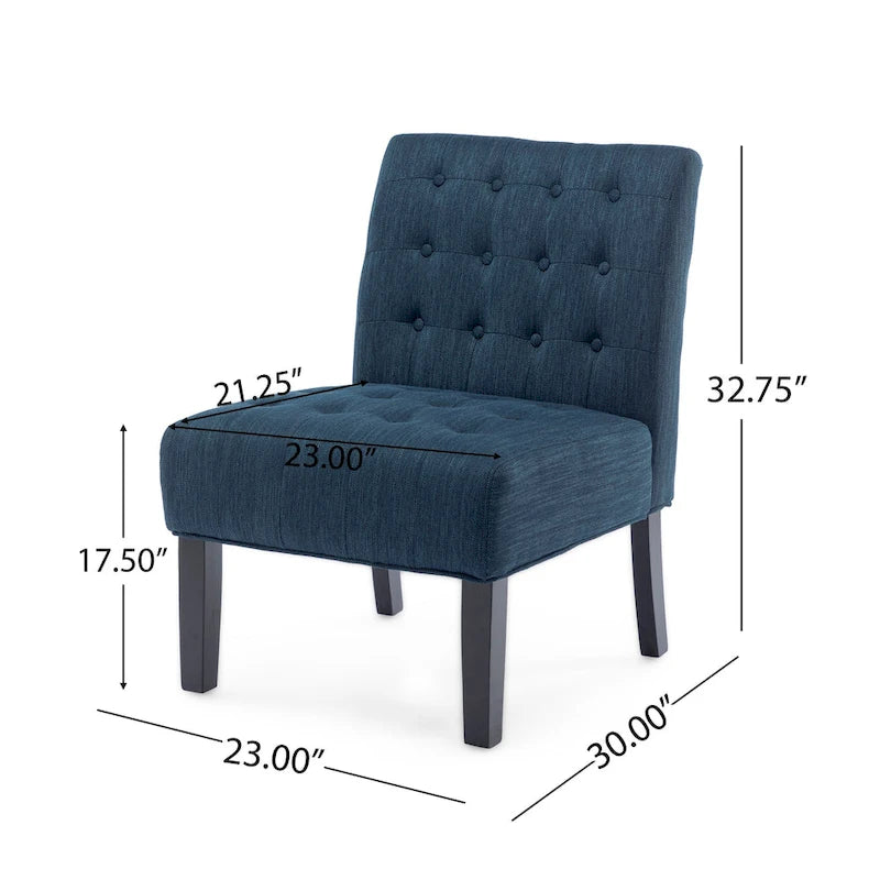 Fabric Tufted Accent Chair Set of 2 with Rubberwood Legs Upholstered