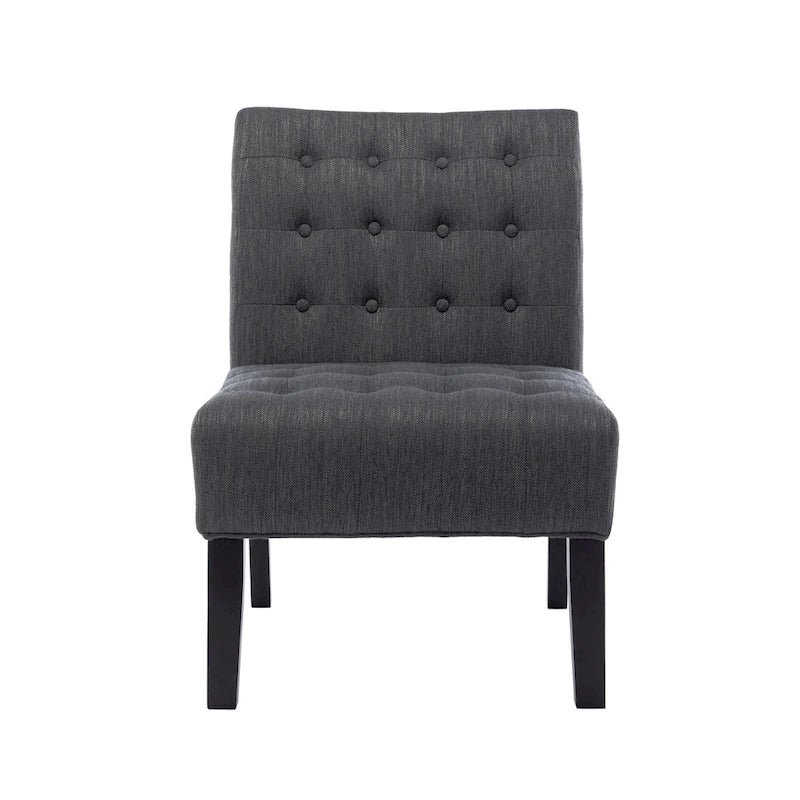 Fabric Tufted Accent Chair Set of 2 with Rubberwood Legs Upholstered