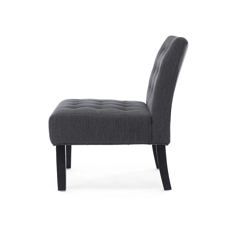 Fabric Tufted Accent Chair Set of 2 with Rubberwood Legs Upholstered