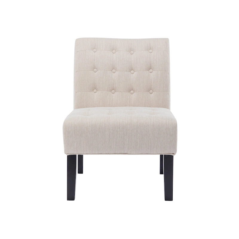 Fabric Tufted Accent Chair Set of 2 with Rubberwood Legs Upholstered