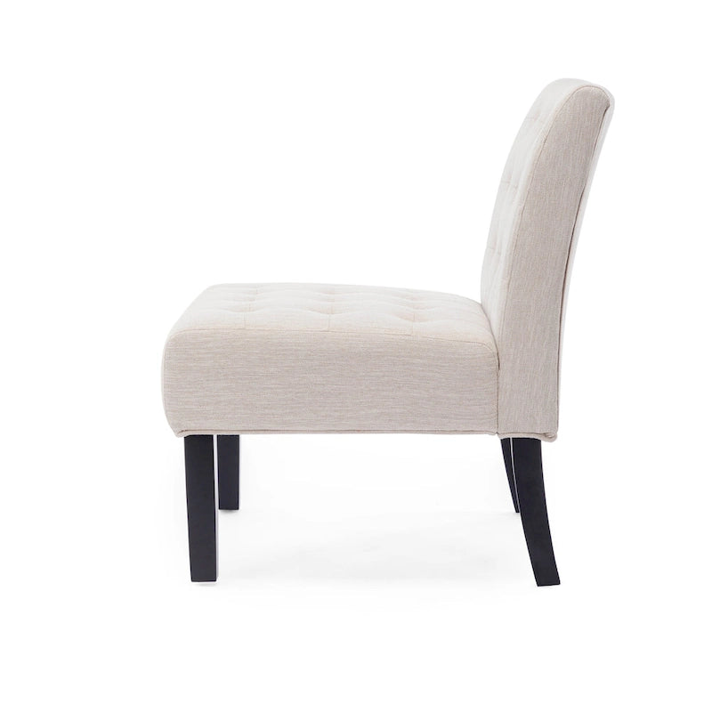 Fabric Tufted Accent Chair Set of 2 with Rubberwood Legs Upholstered
