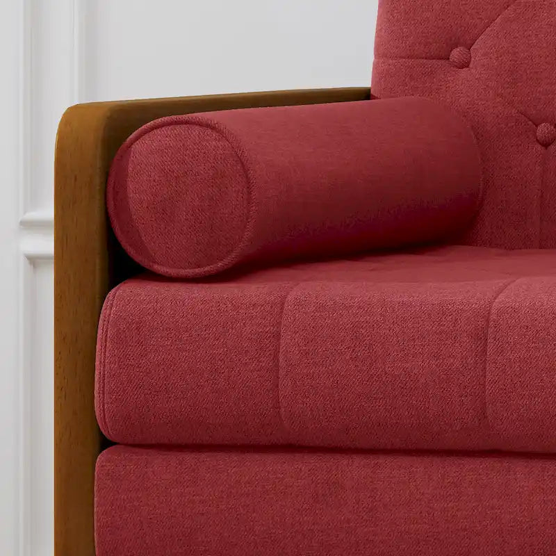 Mid-Century Modern Fabric Club Chair with Accent Bolster Pillows