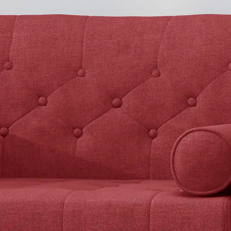 Mid-Century Modern Fabric Club Chair with Accent Bolster Pillows