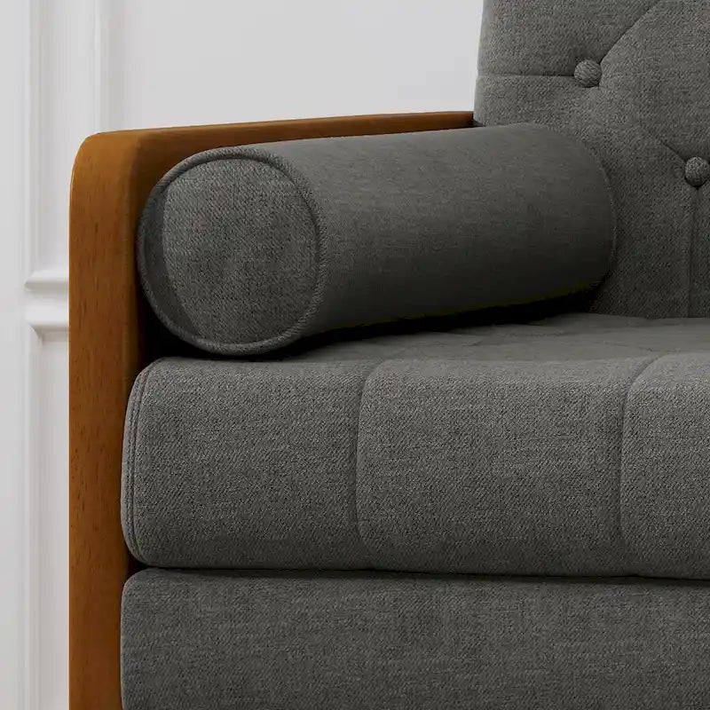 Mid-Century Modern Fabric Club Chair with Accent Bolster Pillows