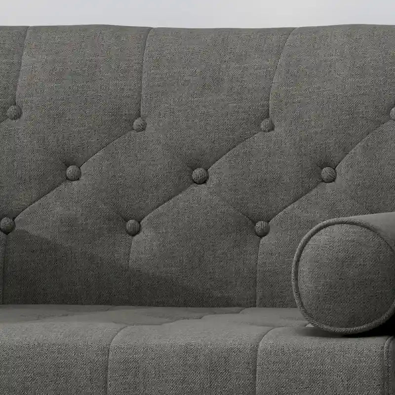 Mid-Century Modern Fabric Club Chair with Accent Bolster Pillows
