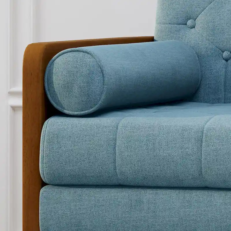 Mid-Century Modern Fabric Club Chair with Accent Bolster Pillows