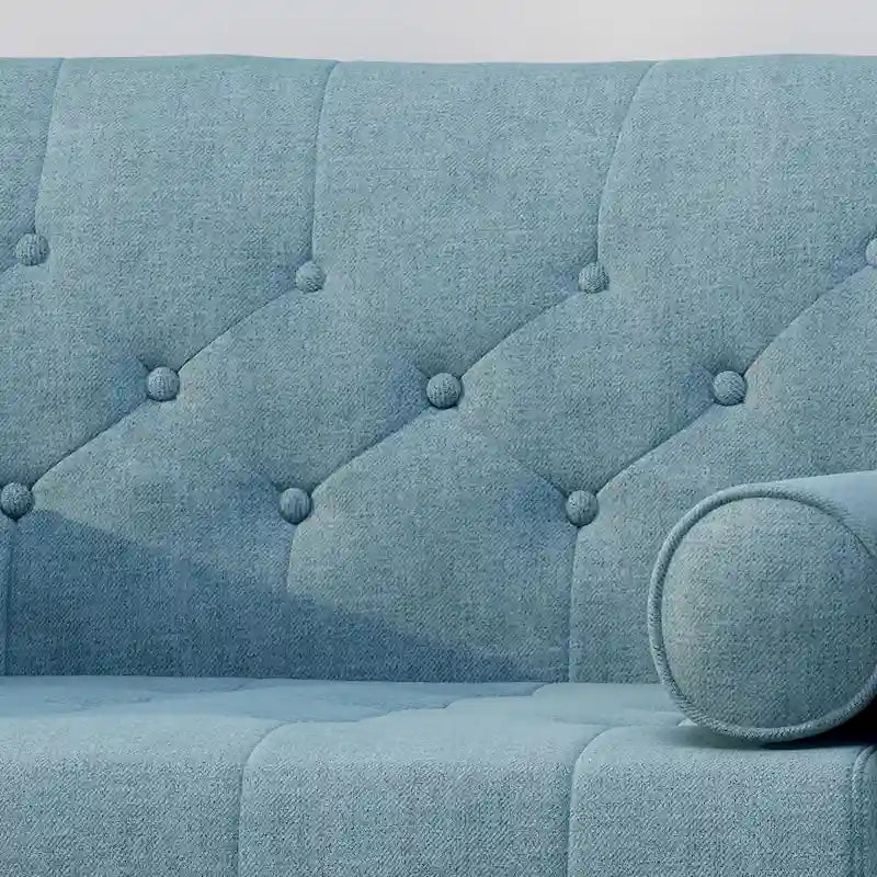 Mid-Century Modern Fabric Club Chair with Accent Bolster Pillows