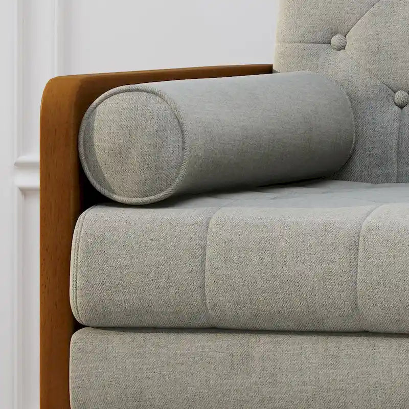 Mid-Century Modern Fabric Club Chair with Accent Bolster Pillows